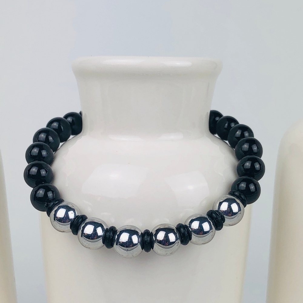 MENS | Onyx Hematite Gemstone Beaded Bracelet-28